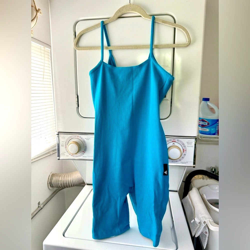 Adidas Turquoise Ribbed Romper, low back